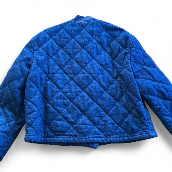 Zara Blue Denim Quilted Bomber - Picture 3 of 5